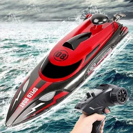 ElectricRC Boats Ewellsold 24G Premium Quality HJ808 RC 25kmh High Speed Remote Control Racing Ship Water Children Model Toy 230411