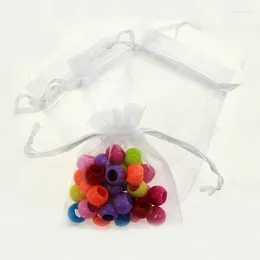 Bolsas de jóias 13/18cm 50pcs sacos de presente branco para jóias/casamento/natal/aniversário saco de fio com alças embalagem organza
