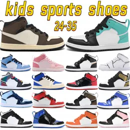 Toddlers Kinderschoenen 1S Jumpman High OG 1S Basketball Zwart Blue Sneakers Trainers Jeugd Baby Basball Infants Trainers Kid Shoe 98h8#