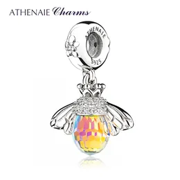 Charms Athenaie Classic 925 Sterling Silver With Crystals Bee Pendants Halsband Fit Armband Bangle For Women Jewelry 230411