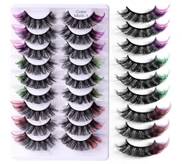 Reusable Handmade Color Eyelashes Curly Crisscross Multilayer Thick 3D Fake Lashes Colordul Naturally Soft Delicate Full Strip L8541864