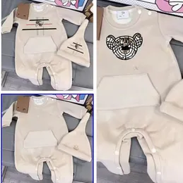 2023Online Celebrity New Plush Fashion Letter Style Hooded Baby Jumpsuit B Designer Toddler Baby Boy Girl Full Moon Romper006