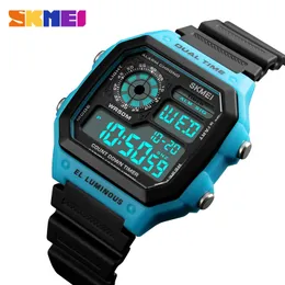 Bilek saatleri toptan 10pcs lot erkek spor izleme kare çift zaman led dijital saatler erkek saatler relojes deportivos 230410