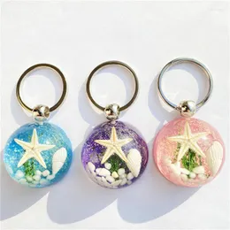Keychains Cute Star Unique Starfish Amber Resin For Car Keys Accessories Fashion Ocean Style Small Keyring Wholesale