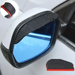 New 2PCS Car Rearview Mirror Rain Eyebrow Visor Carbon Fiber Car Rearview Side Snow Sun Visor Rain Cover Car Mirror Accessories