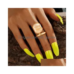 Cluster Rings Luxury Stripe Big Single Joint Ring for Women New Gold Color Alloy Metal Open Party Jewelry Accessories Drop D Dhgarden Dhmu8