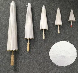 White Paper Parasol Oriental Umbrella for Wedding 20 30 40 60cm Chinese Mini Craft Umbrella for Crafts Po Props Wedding Party B7350431