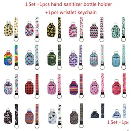 1 Setis2Pcs Neoprene Hand Sanitizer Bottle Holder Keychain Wristlet Matching Delivery 30Ml Bottl Chapstick Drop Delivery Dht4J