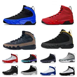 Jumpman Chile Red 9 9s basketskor Mens Mens Change the World Dream Bred Gym Red Particle Grey University Gold Silver Glitter Racer Blue Snakesskin Black Cat Sneakers