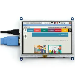 Freeshipping 800 * 480 5-Zoll-LCD-HD-MI-Touchscreen-Anzeigemodul TFT-LCD für Raspberry Pi BB Black Banana Pi / Banana Pro Auvjo