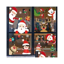 Adesivos de parede Feliz Natal Decorações de janela para casa Decoração de ano de vidro HH93610 Drop Delivery Garden DHPG5