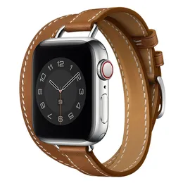 Double Tour Swift Leather Strap for Apple Watch Ultra 49mm 9 8 7 Band 6 5 Bracelet Wrist for iWatch SE Series 41mm 45mm 44mm 40mm 42/38mm Bands