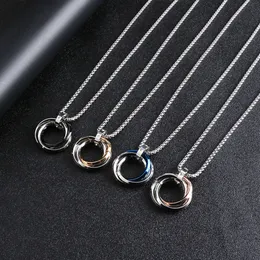 Three ring men's titanium steel hip-hop female hiphop accessories Korean version personality pendant Tiktok simple necklace male fashion