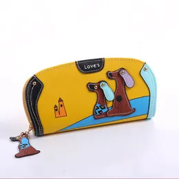 Wallets Women Ladies Long PU Leather Lovely Puppy Zipper Coin Purse Fashion Credit Bank ID Card Case Holder Organizer Money Bag