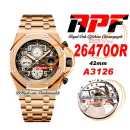 APF 42mm 26470OR A4404 Automatic Chronograph Mens Watch Rose Gold Black Silver Textured Dial Stainless Steel Bracelet Super Edition Reloj Hombre Puretimewatch C3