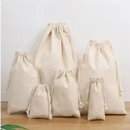 Household Plain Canvas bag Drawstring Storage Laundry Sack Stuff Bag for Travel Home Use unbleached natural eco-friendly customize203W