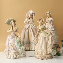 Decorative Objects Figurines European Victorian Girl Beauty Resin Statue Ornaments Home Livingroom Desktop Sculpture Craft Cabinet Store Decoration 230410