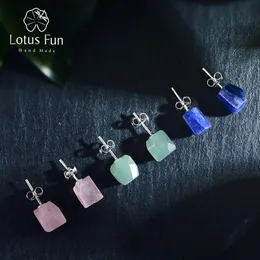 Stud Lotus Fun Real 925 Sterling Silver Earrings Designer Natural Stone Designer Fine Jewelry Vintage Fashion Stud arits for Women Brincos 230410