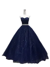 Vestido de Noiva Luxury Navy Blue Bling Bling Princess Ball Gown Evening Prom Dress Plus Size Made Made Robe de Mariage