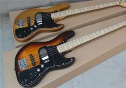 Alta qualidade 4 cordas jazz elétrico bass guitar basswood bordo de pescoço de pescoço solar sunburst white natal 9v bateria ativa hardware cromado