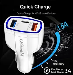 35W 7A 3 Ports Car Charger Type C And USB Charger QC 30 With Qualcomm Quick Charge 30 Technology For Mobile Phone GPS Power Bank5328753