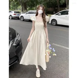 Casual Dresses Syeazeam Women French Elegant Dress Gentle Temperament Solid Robe Simple Versatile Fashion Trendy Female Wear