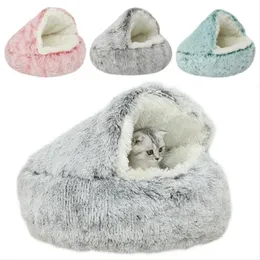 kennels pens Plush Pet Cat Bed Round Cat Cushion Cat House 2 In 1 Warm Cat Basket Pet Sleep Bag Cat Nest Kennel For Small Dog Cat dog bed 231110