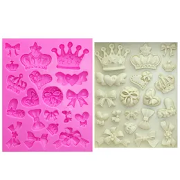 Cake Tools M0226 Cartoon Crown Bow Tie Sile Fondant Mold Cupcake Jelly Candy Chocolate Decoration Baking Tool Mods Drop Delivery Hom Dhv0T