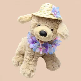 Dog Apparel Pet Straw Hat Vibrant Colors Exquisite Workmanship Party Suppl Flower Costume Hawaiian With Garland For Summer Accessories