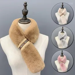 Scarves Fashion Winter Black Pink Red White Thick Plush Warm Faux Fur Collar Scarf Women Furry Neck Warmer Neckerchief Kiml22