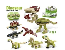Expression Puzzle Building Blocks påsk 6 i 1 Tyrannosaurus Rex Small Granular Dinosaur Eggs Build Block Diy Kids Assembly Toy Easter Gifts For Toddler