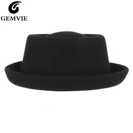 Wide Brim Hats Bucket Hats GEMVIE Classic 100% Wool Soft Felt Pork Pie Hat Fedora for Men Women Autumn Winter Wool Hat Curved Brim Men Dress Hats 230410