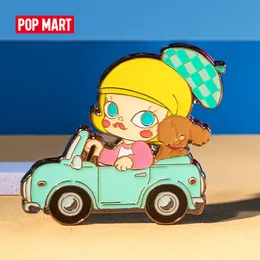 Anime Manga Pop Mart Molly Car Series Blind Box Emblem Express Love Cute Action Kawaii Toy Picture 230410