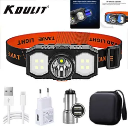 Lâmpadas de cabeça Kdulit Portable Cob LED farol com bateria incorporada em bateria USB Mini Torch Light Light Light Lighting Camping Headlamp P230411