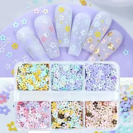 Nail Glitter Spring Flower paljetter Naglar Accessorier Hexagon Chunky Love Heart Flakes Holographic Powder Polish Paillettes Manicure