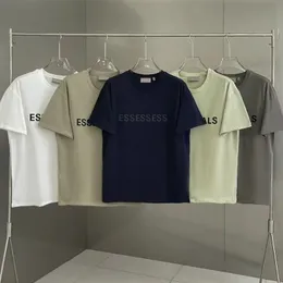 여름 남녀 에센스 티셔츠 디자이너 에센스 캐주얼 셔츠 면화 저지 패브릭 Tshirts eSSENTAIL 가슴 인쇄 패션 레터 탑 티스 에센셜 티셔츠 승무원 목