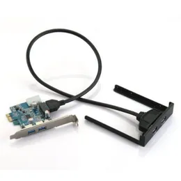 Бесплатная доставка PCI Express PCI-E Card 2-портовый адаптер-концентратор USB 30 Передняя панель 5 Гбит / с Высокоскоростной Xcmpg