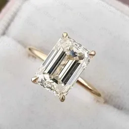 밴드 링 2021 패션 여성 스털링 실버 925 보석류 클래식 약혼 반지 에메랄드 컷 다이아몬드 링 J230411