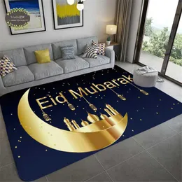 Carpet Ramadan Islamic Carpet for Living Room Flannel Coffee Table Large Area Rugs NonSlip Muslim Prayer Bedside Mats Home Decoration Z0411