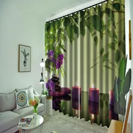 Curtain Green Bamboo Curtains Beautiful Scenery Thick Shading Soundproof Windproof 3d