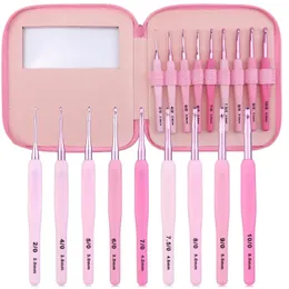 Altri uncinetti TLKKUE Set colore rosa manico in plastica ferri da maglia per uncinetto maglia accessori per cucire fai da te strumenti 231110