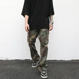 Män s byxor streetwear mens hip hop camouflage flare fashionabla camo cargo manlig smal fit byxa alla matchar 220410