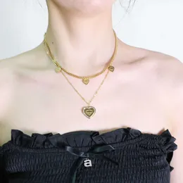 ISM Titanium Steel Gold French Elegant Heart Halsband Kvinnliga halsbandsbricka för kvinnor Designer smycken