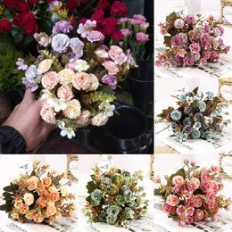 Decorative Flowers 1 Bunch Fake Silk Artificial Flower Home Table Decoration Blue Pink Birthday Festival Wedding Party Decor