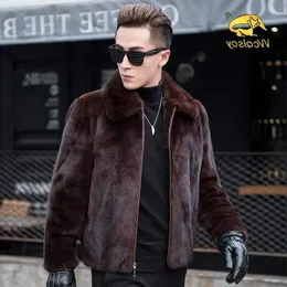 남자 재킷 가을 가을 겨울 남성용 가짜 밍크 코트 라펠 두꺼운 따뜻한 재킷 패션 남성 친환경 가짜 모피 코트 재킷 L49 231110