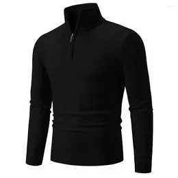 Men's Sweaters Zippered Neckline Sweater Ribbed Cuff Stylish High Zipper Collar Slim Fit Warm Elastic For Fall/winter