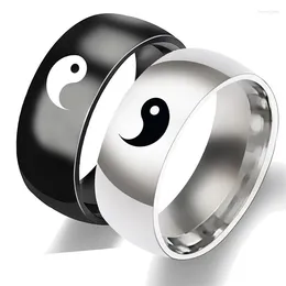 Anéis de cluster criativo estilo chinês tai chi para homens mulheres moda yin yang fofoca punk casal acessórios jóias presentes amigos