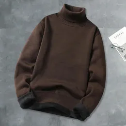 男性用セーターメンズタートルネックセーターフリースフリースフリースは、秋のために裏地のスリムフィットの固体色で裏打ちされています