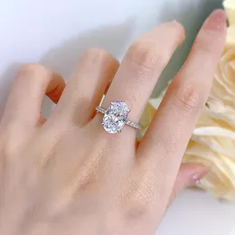 여자 Moissanite 약혼 반지를위한 그라페 링 925 다이아몬드와 함께 인간 다이아몬드 세트 공식 복제품 유럽 크기 럭셔리 패션 006