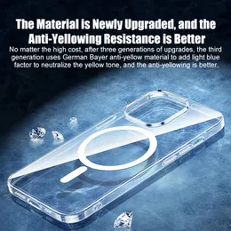 Nytt modemagnetiskt fall magsafe transparent för iPhone 14 13 12 11 Pro Max 14 plus plätering klar mjuk silikon trådlöst laddningskåp